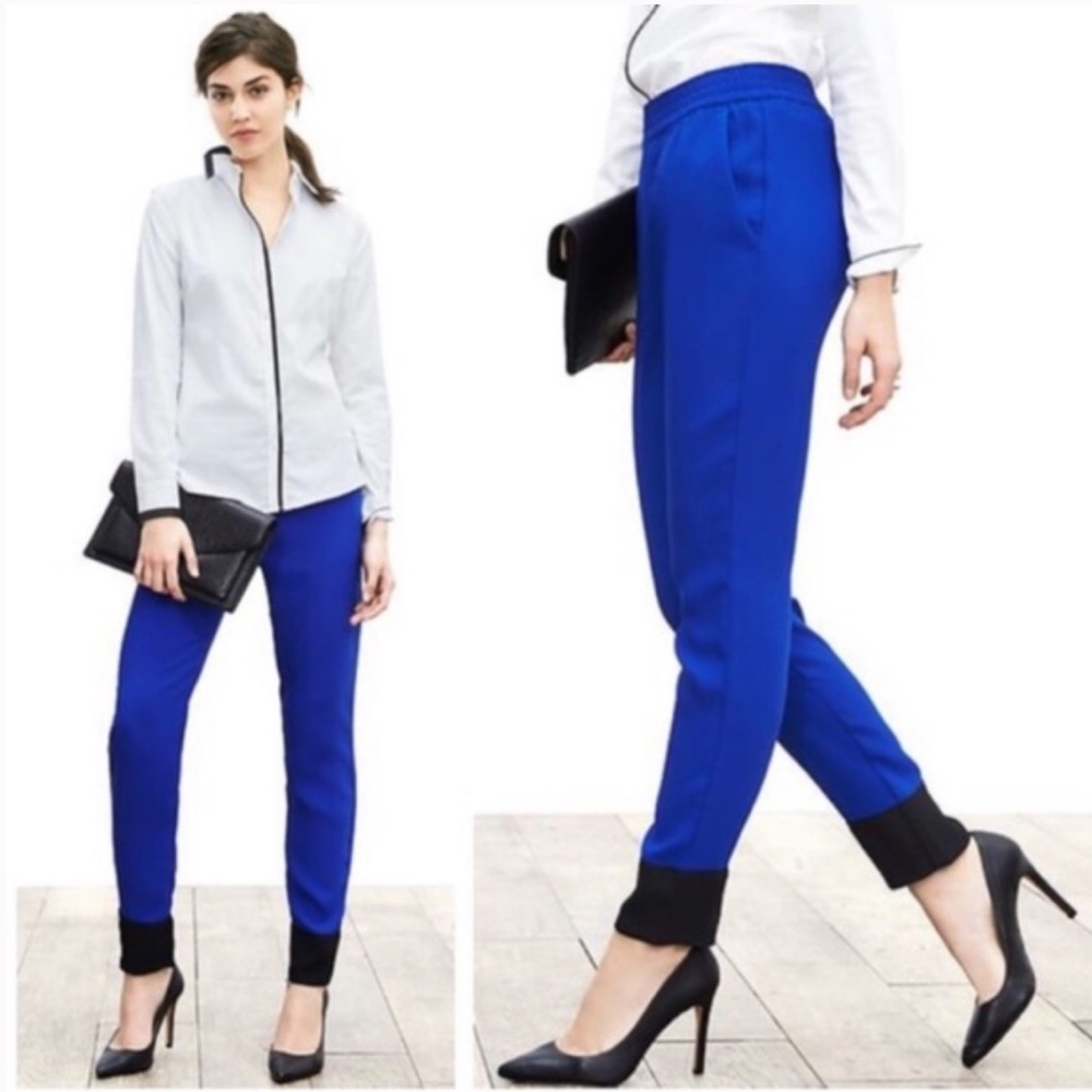 Banana Republic Royal Blue Jogger Pant Black Cuffs